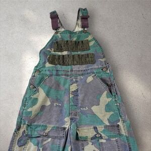 Vintage Key Camo Overalls Fit 32x30 Ripstop Double Knee Ammo Pockets Hunting